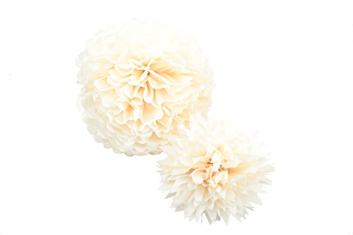 Anokay Set 8 Pompones Bolas Hermosas de Flores de Color Blanco Rosa Almendra Champán - Flores de Papel para la Decoración de Cumpleaños Bodas Navidad Bautizo Jardín Baby Shower Butizar Fiesta