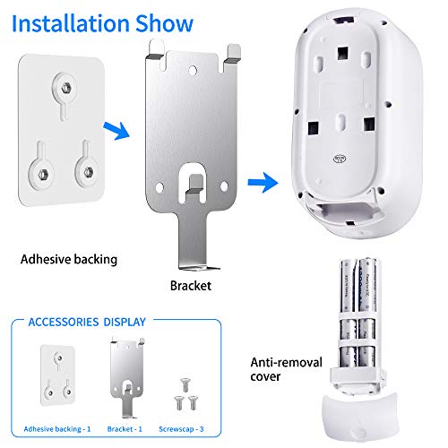 ANVASK Dispensador Jabon Automático Montaje en Pared, 350ML dispensador Gel sin Contacto Dispensador de Desinfectante Manos, Dispensador Jabon para el hogar, la Oficina, el Hotel, Blanco