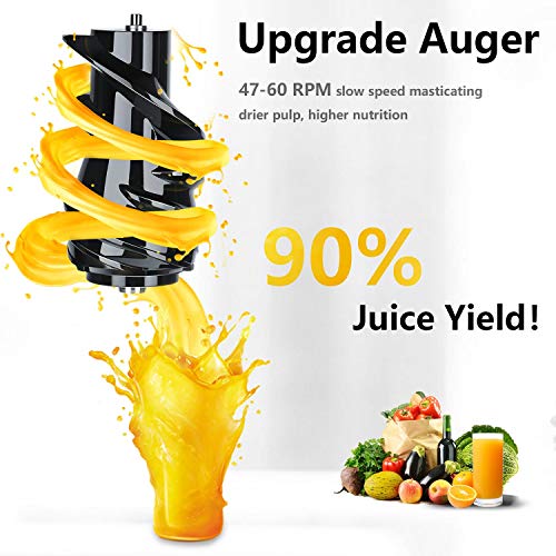 Aobosi Slow Juicer Licuadora para Fruta y Verdura de Prensado en Frio Extractor de Jugos para Fruta Entera con Baja Velocidad de 45RPM Tapa Antigoteo Sin BPA Incluye Frascos y Cepillo