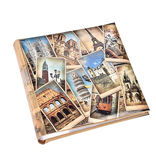 ARPAN - Álbum de Fotos, para 200 Fotos de 10 x 15 cm, con diseño Vintage, Collage destinos Europeos, Multicolor