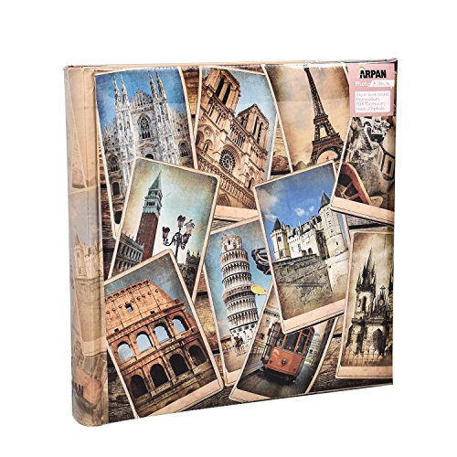 ARPAN - Álbum de Fotos, para 200 Fotos de 10 x 15 cm, con diseño Vintage, Collage destinos Europeos, Multicolor