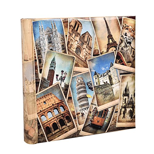ARPAN - Álbum de Fotos, para 200 Fotos de 10 x 15 cm, con diseño Vintage, Collage destinos Europeos, Multicolor