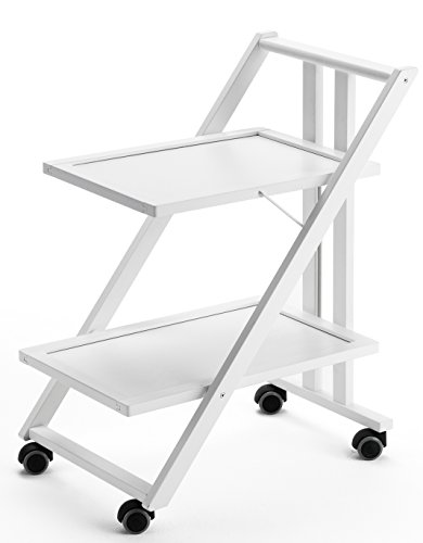 Arredamenti Italia Camarera para Bebidas SIMPATY, Madera - Plegable - 2 bandejas - Color: Blanco Ar-It il Cuore del Legno