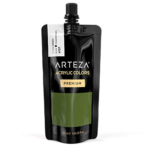 Arteza Pintura acrílica para manualidades y arte | Tubo de 120 ml | Acrílico de color Verde Oliva