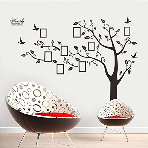 Asade Grandes Fotos En Negro Marco Árboles Tatuajes De Pared Adhesivos Familiares Pegatinas De Pared Arte Mural Decoración para El Hogar Sala De Estar Decoraciones 3D DIY