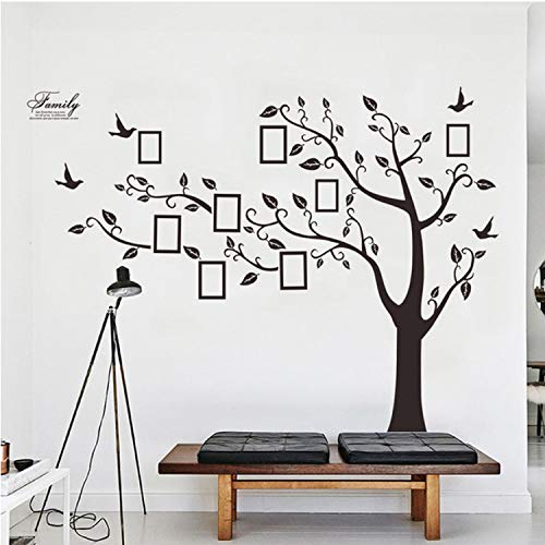 Asade Grandes Fotos En Negro Marco Árboles Tatuajes De Pared Adhesivos Familiares Pegatinas De Pared Arte Mural Decoración para El Hogar Sala De Estar Decoraciones 3D DIY