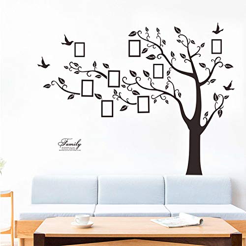 Asade Grandes Fotos En Negro Marco Árboles Tatuajes De Pared Adhesivos Familiares Pegatinas De Pared Arte Mural Decoración para El Hogar Sala De Estar Decoraciones 3D DIY