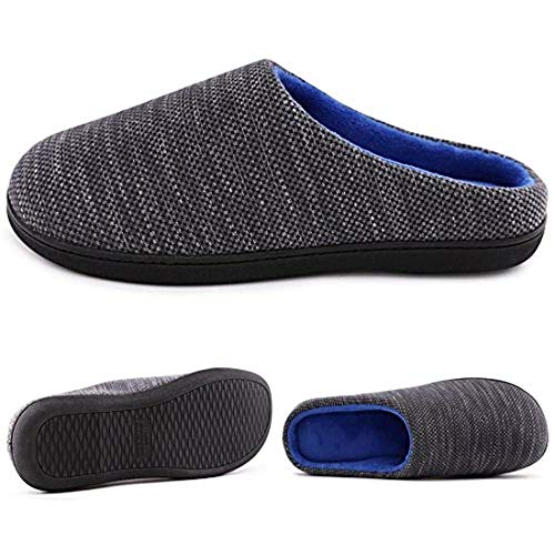 ASDF Zapatillas de los Hombres Memory Foam Winter House Slippers Velvet TPR Home Slippers Male Soft Designer Bedroom Shoes for Man Indoor Outdoor,A,46-47