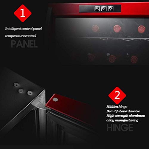 Atten Enfriador de Vino Compacto de sobremesa Vino Vitrina Mostrador Independiente Enfriador de Vino con Puerta de Vidrio for la Seguridad del Dormitorio de 8 Botellas 23L