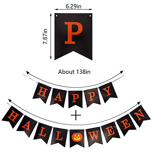 AUXSOUL 2 Piezas de Pancarta Halloween Banner Halloween Guirnalda Halloween Empavesados de Calabaza Bruja para Decoraciones de Halloween