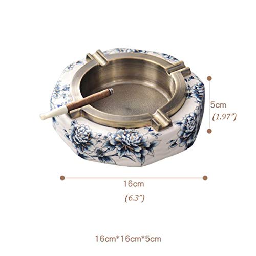 Aveo Cenicero Cerámica Creativa de la aleación Cenicero Azul Americano Nuevo Chino y Blanco de Porcelana Cenicero Regalo Práctico (Color : A)
