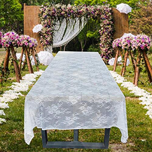 Awtlife - Manteles clásicos de encaje blanco para decoración de bodas, 150 x 300 cm
