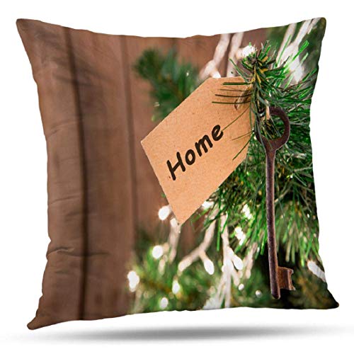 Babydo Cushion Cover Decoración Christmas Wishes Key con Home Tag Holiday Happy Decorativo Vacaciones Funda De Almohada Office Pattern 45X45Cm Home Hostel Doble Cara Durable Apartamento