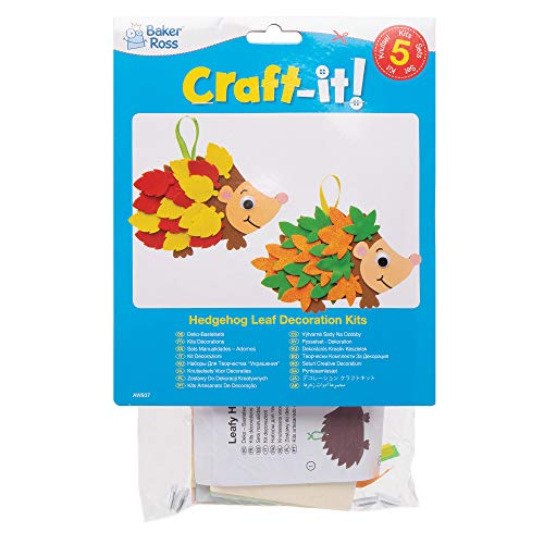Baker Ross Kits Erizo Frondoso (paquete de 5) - Artes y manualidades de otoño e invierno