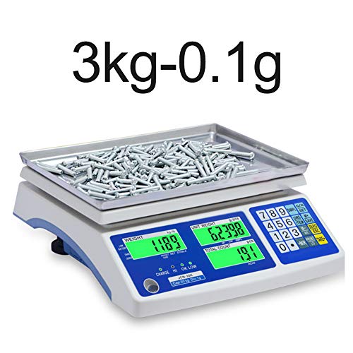 Balanza Electrónica Digital Profesional,Alta Precisión Peso Industrial Comercial Tienda Balanza de Plataforma,3kg/0.1g