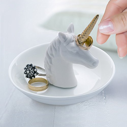 Balvi - Unicorn Porta Anillos de cerámica. Bandeja para Dejar Anillos y Joyas. Fabricado en cerámica. Forma de Unicornio.