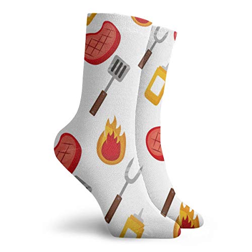 Barbacoa Carne Tenedor Espátula Mostaza Background_20392 Arte de la pintura Impreso Divertido Novedad Animal Casual Algodón Calcetines de equipo 11.8 pulgadas