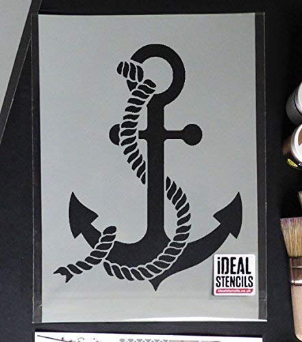 Barcos Anchor & Cadena Náutico Plantilla Decoración Casera De Pared Patrón, Arte Y Artesanía Plantilla Pintura Paredes Telas & Muebles 190 Mylar Modelo Reutilizable