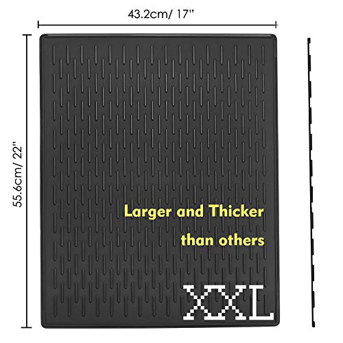 BasicForm Alfombrilla Escurreplatos Silicona para Encimera Cocina XXL 56.5x43.2x0.35cm (Negro)