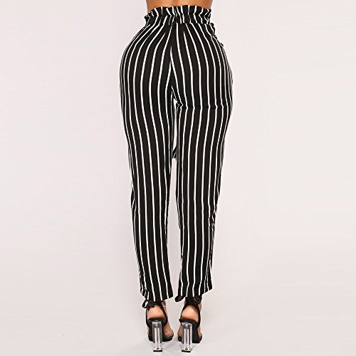 BaZhaHei-Pantalones de mujer Pantalón ajustado Blanco Blanco XL Negro para Mujeres Black 2 L