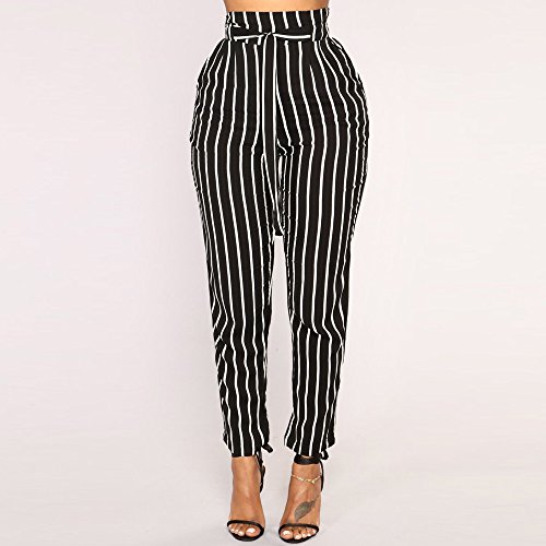BaZhaHei-Pantalones de mujer Pantalón ajustado Blanco Blanco XL Negro para Mujeres Black 2 L