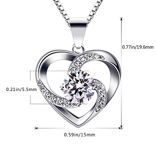 B.Catcher Collar Mujer corazón Plata 925 Colgante ''Amor a Primera Vista'' con San Valentín Regalo Originales Cadena 45cm Longitud
