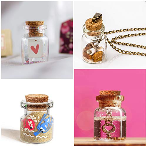 BELLE VOUS Bote Cristal Tapon Corcho (100 Piezas) -Mini Botellas de Cristal 5ml para Manualidades - Mini tarros para Bodas - Bote Pequeño Cristal, Fiesta, Almacenaje, Mensaje Deseo, Decoración