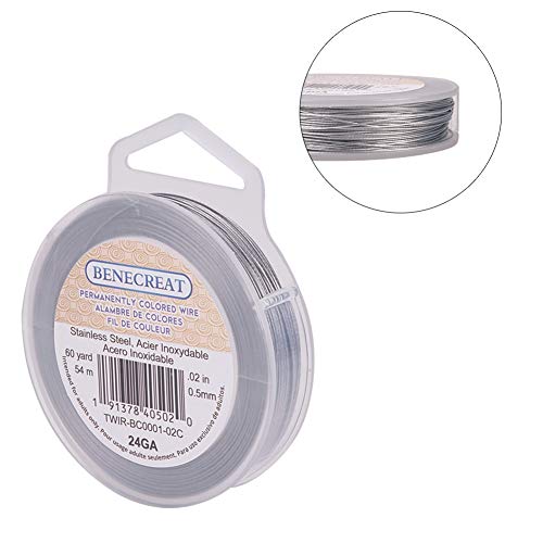 BENECREAT 54m 0.5mm Alambre de Acero Inoxidable Cable Metálico Trenzado por 7 Hilos Accesorios de Manualidad para Diseño de Bisutería