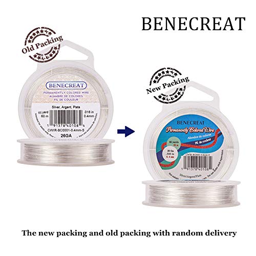 BENECREAT - Cable de Bobina de Plata Antideslizante de Calibre 26, 60M / 66Yard