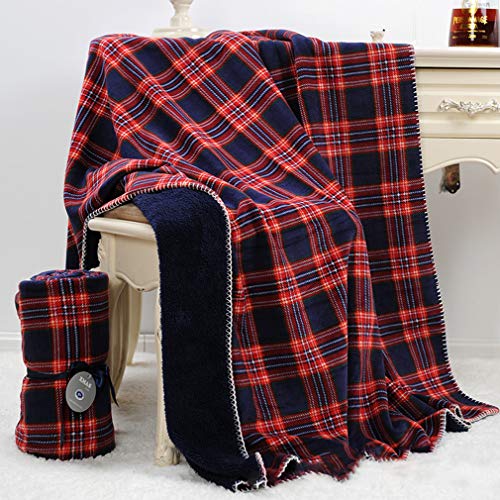 Beskie Manta de forro polar para sofá cama de viaje | Rojo Negro Tartan patrón a cuadros a cuadros decoración del hogar manta decorativa | Manta cálida de Navidad | 129,5 x 160 cm
