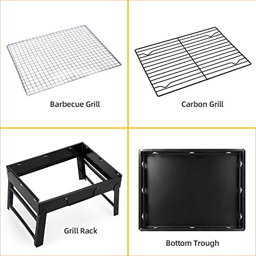 BestCool - Barbacoa de carbón, portátil, de acero inoxidable, plegable, ideal para camping, picnic, exteriores, jardín, fiesta