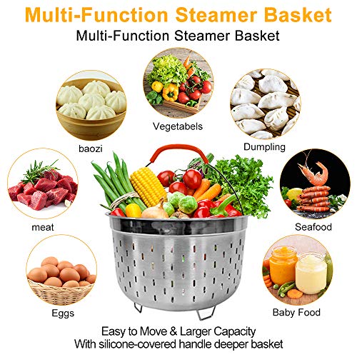 Bestcool - Juego de ollas a presión (9 piezas, cesta de vapor con estante para vaporizador de huevos, moldes para mordeduras de huevo, antiadherentes para cacerola/pinzas de cocina (6,8 QT)