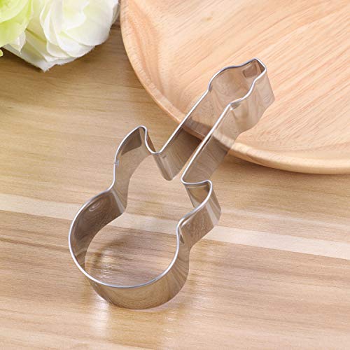 BESTONZON Molde Cortador de Galletas de Acero Inoxidable Forma de la Guitarra Grande Moldes de Chocolate de Bricolaje Molde para Hornear para Pastel Fondant Chocolate (Guitarra Grande)