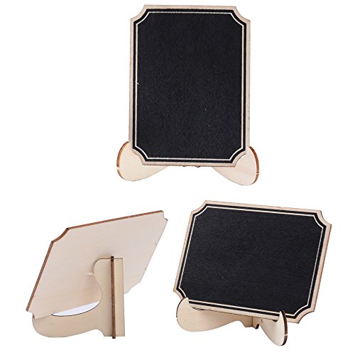 BETESSIN 20pcs Mini Pizarras Pizarras Decorativas Pequeñas con Soporte Tablero de Mensajes Etiquetas Tarjetas Números de Mesa de Boda Restaurante Fiesta en Forma Rectáncula (Rectánculo, 20pcs)