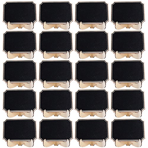 BETESSIN 20pcs Mini Pizarras Pizarras Decorativas Pequeñas con Soporte Tablero de Mensajes Etiquetas Tarjetas Números de Mesa de Boda Restaurante Fiesta en Forma Rectáncula (Rectánculo, 20pcs)