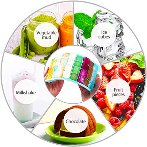 BETOY 3PCS Bandeja de Cubitos de Hielo con Tapa,Bandeja del Cubo de Hielo,Bandejas para Hielo Silicona,Moldes de Silicona para Hielo,Molde para Hielos,para alimentos bebés vino chocolate otras bebidas