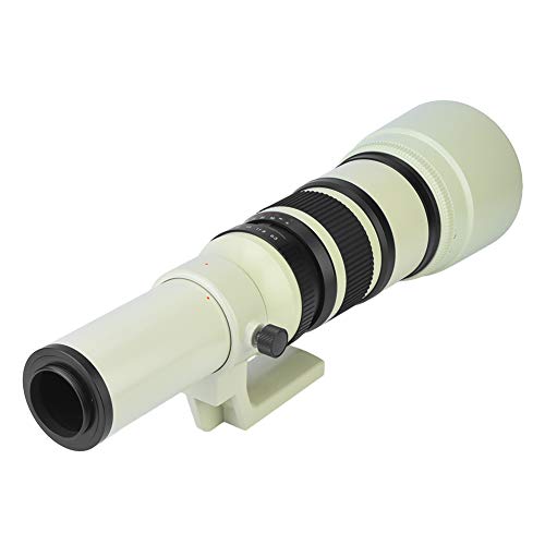 Bewinner Teleobjetivo Profesional 500mm F6.3 Teleobjetivo Foco Fijo Teleobjetivo para cámaras réflex DSLR Blanco(con Adaptador T2-EOS para Canon)
