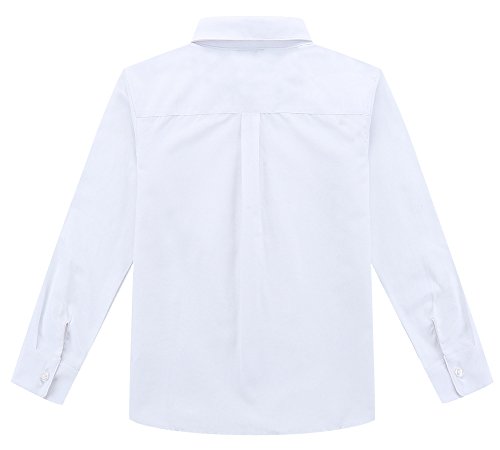 Bienzoe Niño Uniforme Escolar Manga Larga Oxford Camisa Paquete Blanco 10