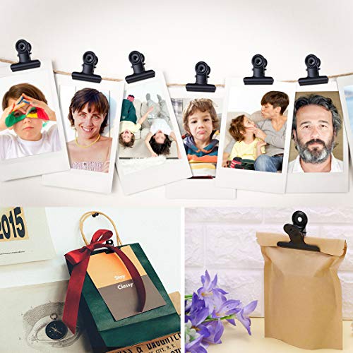 Binder Clips, 50 Pcs Pinzas de Metal, 22mm Negro Bulldog Clips para Bolsas de Alimentos, Fotos, Fuente de Oficina en el Hogar (Negro)