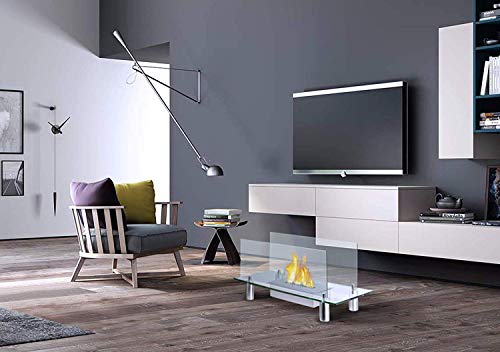 Biochimenea de pie Holden con quemador de 3 litros y potencia de 2,84 kW/h. Dimensiones: 72 x 35 x 35 cm.