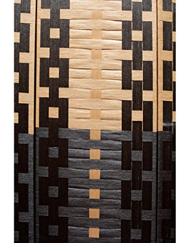 Biombo Seaparador de ambientes, Bambú Natural y Papel Trenzado Negro/Natural 180 x 135 cm - Hogar y más
