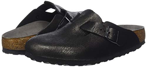 Birkenstock Boston, Zuecos para Mujer, Negro (Washed Metallic Antique Black Washed Metallic Antique Black), 38 EU