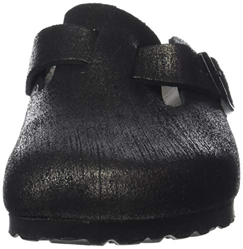 Birkenstock Boston, Zuecos para Mujer, Negro (Washed Metallic Antique Black Washed Metallic Antique Black), 38 EU