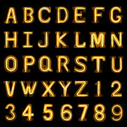 BISOZER - Letras de luz LED con números arábigos (USB, funciona con pilas 1-9 A-Z, para Navidad, Halloween, decoración de boda, fiesta, bebé o niña decoración de habitación (Y)
