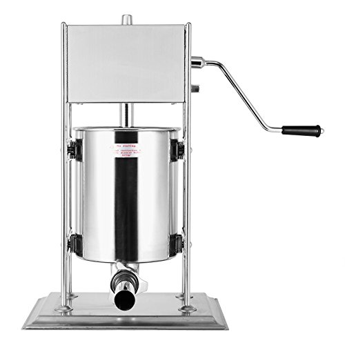 Bisujerro Máquina de Hacer Salchichas Embutidora de Salchichas de Acero Inoxidable de Grado Alimenticio Rellenadora Manual de Salchichas con 2 Velocidades y 4 Boquillas (10L)