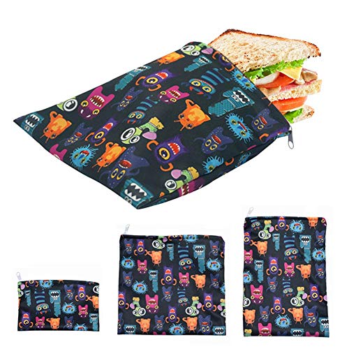 biteatey Bolsa de bocadillos Reutilizable Bolsa de sándwich de Pan Bolsa Impermeable y ecológica Bolsas de Almuerzo para Acampar en la Escuela Trabajo de Viaje