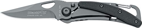 Blackfox Navaja Italiana Black Fox 434ZW Hoja de Acero 440A de 6 cm y empuñadura de G10 Negro de 8,5 cm para Caza, Pesca, Supervivencia y bushcraft + Portabotellas Regalo