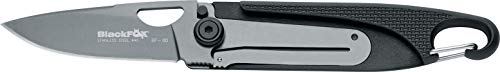 Blackfox Navaja Italiana Black Fox ZYTEL 80 con Hoja de 6 cm de Acero 440A y empuñadura de zytel Negro de 10,5 cm para Caza, Pesca, Supervivencia y bushcraft + Portabotellas Regalo