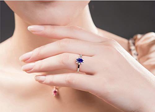 Blisfille Anillos de Compromiso Diamantes Joyería Anillo 18 Kilates de Zafiro Anillo de Plata,Talla de 21 (Tamaño Personalizable)