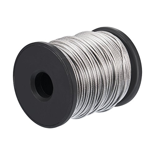 Bobina de Alambre de Acero Inoxidable Revestido de Vinilo Alambre para Colgar Marco Foto Espejo, 1,5 mm x 197 Pies, Sostener hasta 110 lbs